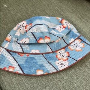 Floral Bucket Hat in Blue and Orange